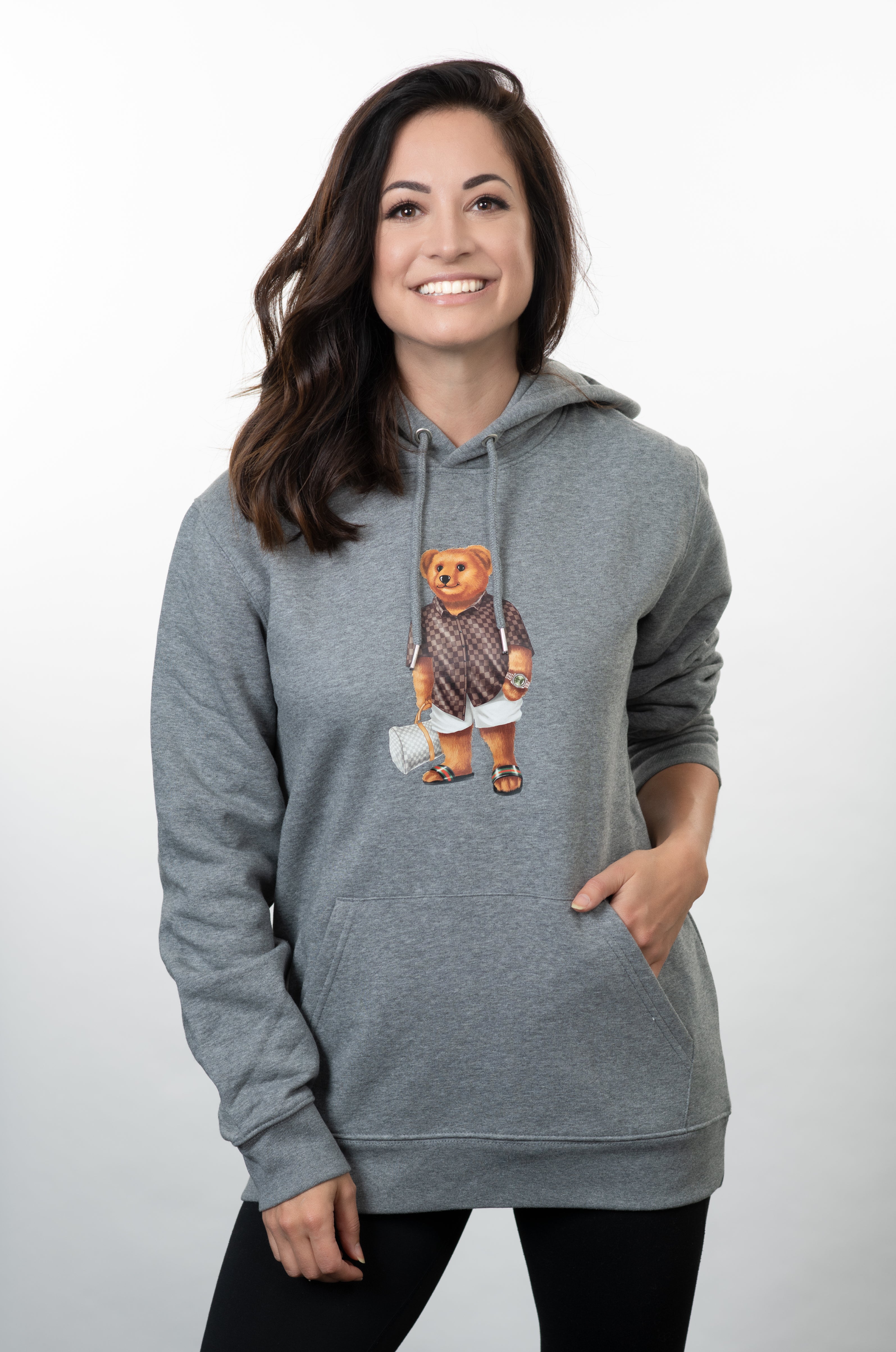 Shopping Bear - Hoodie Gray Women