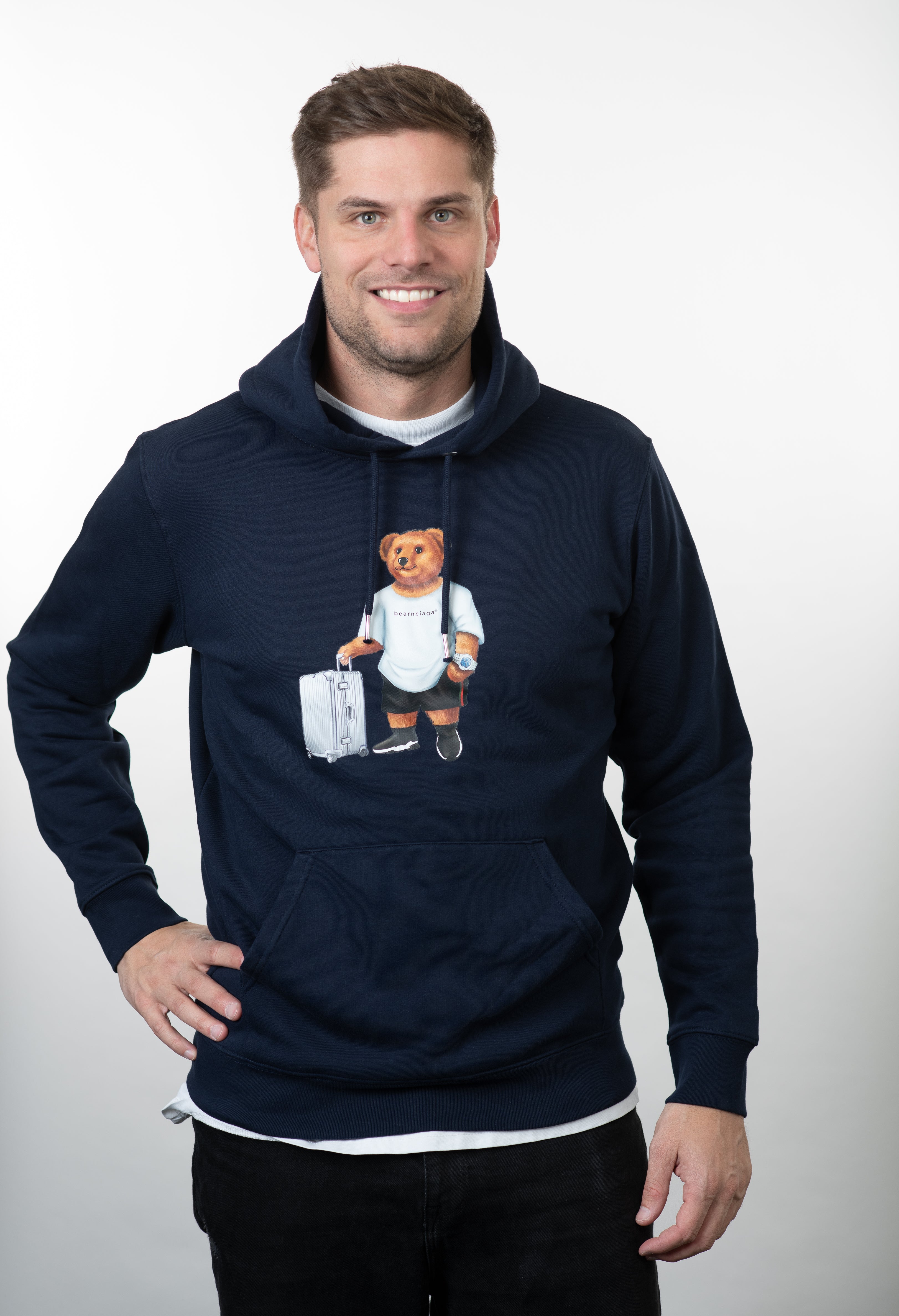 Travel Bear - Hoodie Dark Blue Men